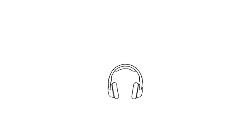 A modern headphone icon with softly pulsating sound marks, ideal for audio player interfaces, sound related presentations, podcast graphics, digital products, and technology themed motion design.