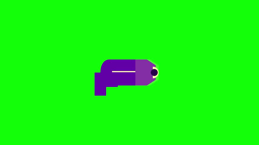 High-quality 2D character design featuring a stylized purple toucan bird for animation. This minimalist vector graphic is isolated on a chroma key green background, perfect for motion graphics and video editing.