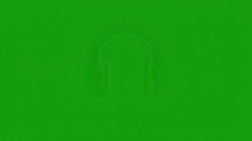 Minimalist flat 2D vector motion graphic featuring a refined white line headphone symbol