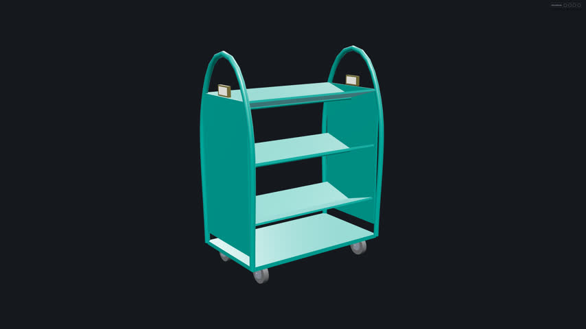 3D Rendered Empty Library Book Cart Isolated on Black Background for University Education and Archive Concepts
