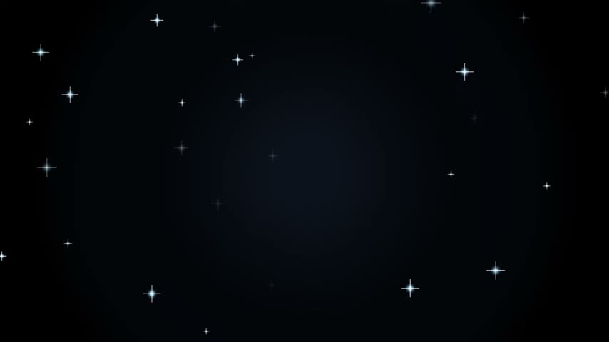 A dark blue night sky background filled with twinkling stars and glowing light particles, creating a magical and dreamy atmosphere.