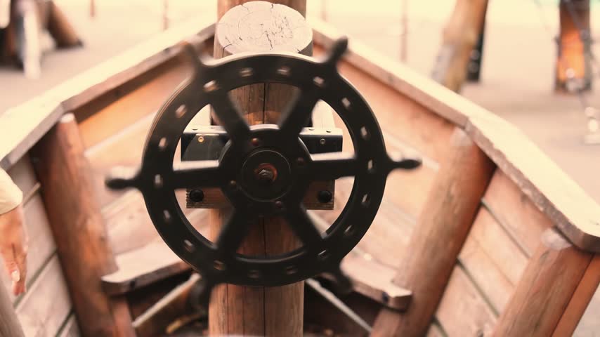 A weathered wooden ship