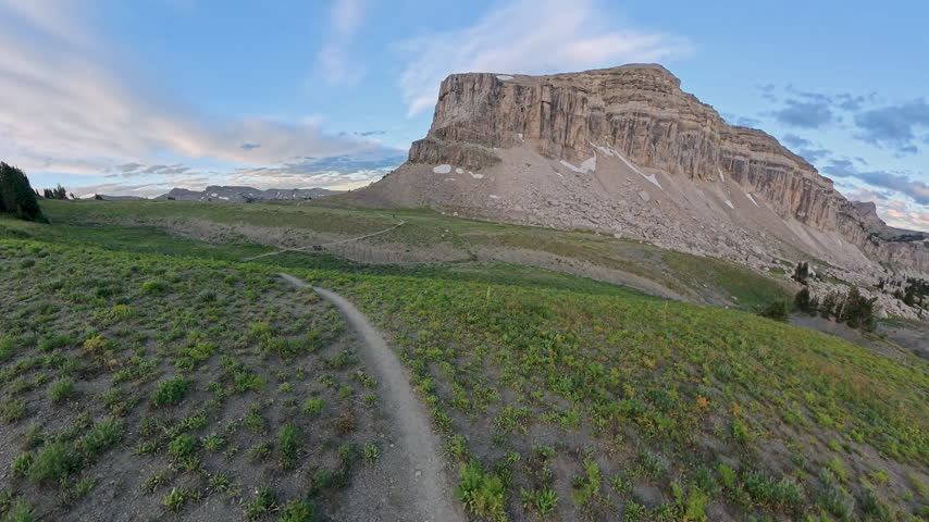 Distant Hiker Across Death Canyon Shelf in Grand Teton National Park