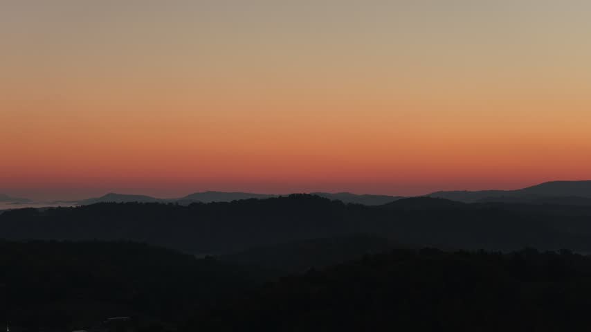 Drone footage of mountain sunset