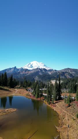 Mt. Rainier Over Forested Hills in Washington State
