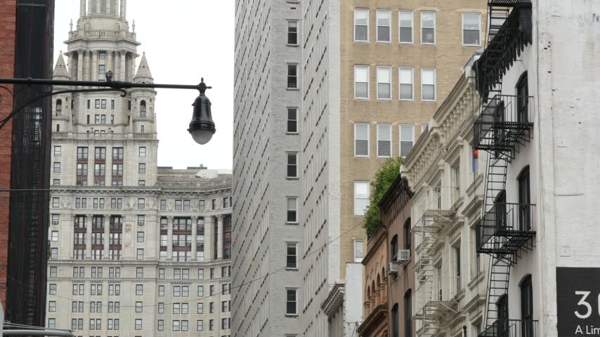 New York City Downtown Civic Center, United States of America. Manhattan municipal building 1914, old historic Chambers street architecture. Government administration authority. Tribeca district.