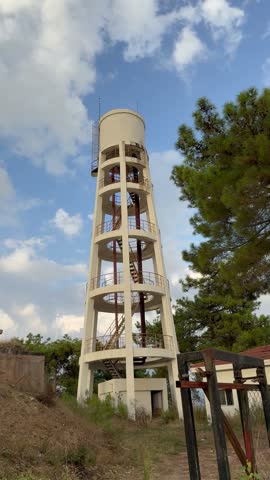 An old water reservoir located in a small town.