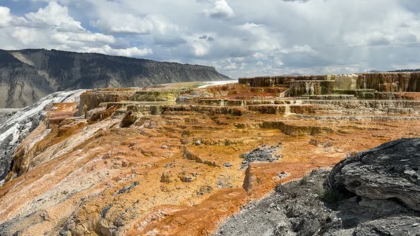 Yellowstone National Park - Mammoth Hot Springs, Mound Spring, Jupiter Terrace and New Blue Spring