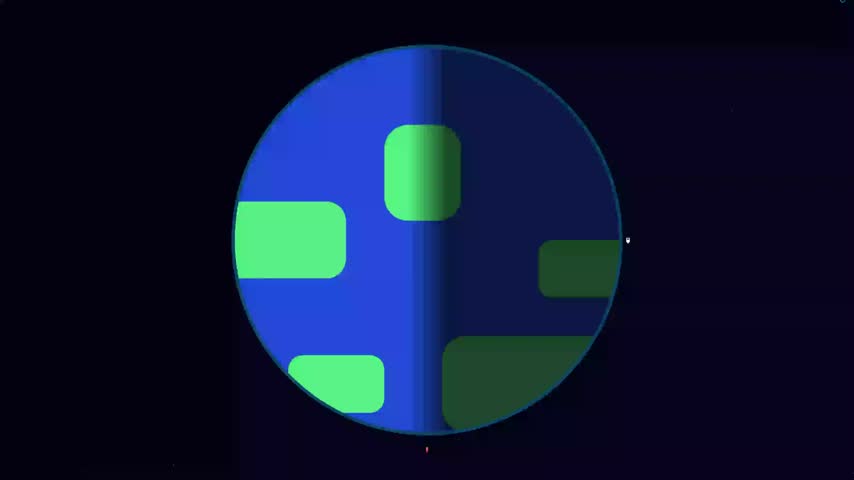 A stylized, flat illustration of a blue and green Earth showing day and night sides, suitable for educational or conceptual visuals.