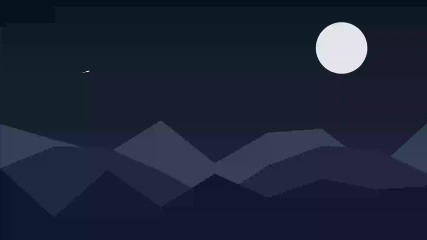 A clean, vector illustration of a dark landscape featuring mountains, a full moon, and subtle stars, suitable for design projects.