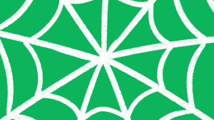 2D Hand Drawn White Spider Web Green Screen Animation Overlay Effect