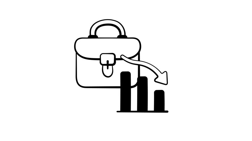 Premium hand drawn animated icon of unemployment shows market layout decline job crises.