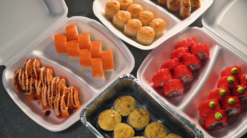 Large set of assorted sushi and rolls