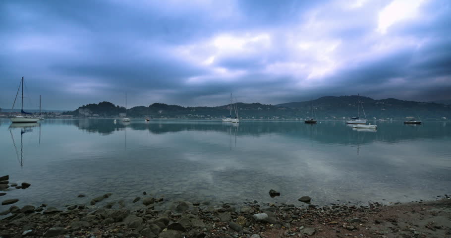 Cloudy landscape over the town of Arona