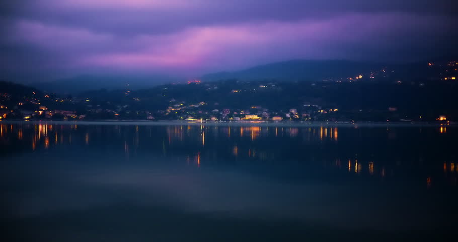 Fantastic landscape at dawn in Ranco, on lake Maggiore