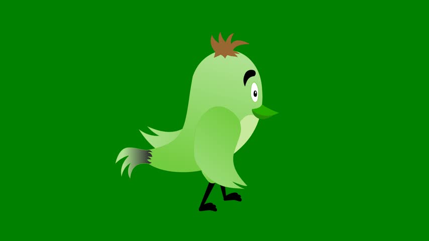 A green bird on background and green screen colorful cartoonish figure design illustration