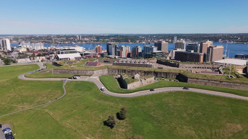 Journey through an uplifting aerial view of Halifax, Nova Scotia. The vibrant cityscape blends modern architecture with stunning natural landscapes, revealing the charm of this Canadian gem.