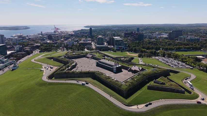 Experience stunning aerial views of Halifax, Nova Scotia, highlighting the city