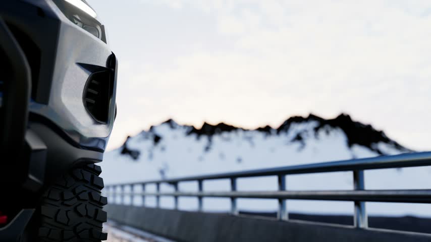Car on winter mountain road