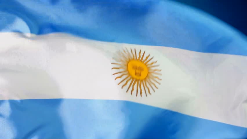 Close up of Argentinian flag waving in the breeze, shot in HD video NOT computer