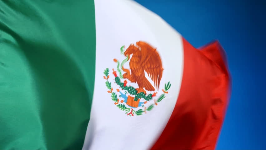 Mexican flag fluttering in the wind, shot in HD video, NOT computer generated