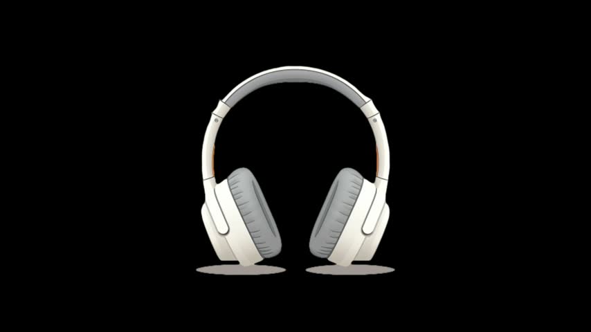 White wireless over ear headphones vector illustration isolated on transparent background modern music audio headset equipment studio technology icon element