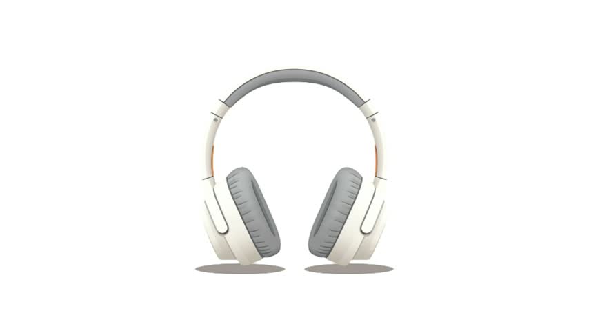 White wireless over ear headphones vector illustration isolated on transparent background modern music audio headset equipment studio technology icon element