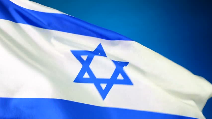 Israeli flag waving in the breeze, shot in HD video, NOT computer generated