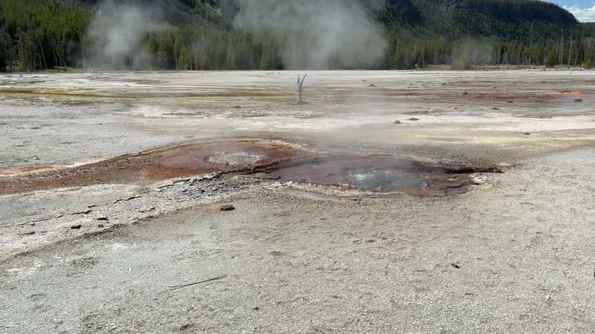 Yellowstone National Park - Cinnamon Spouter and Cinnamon West Gayser in Black Sand Basin