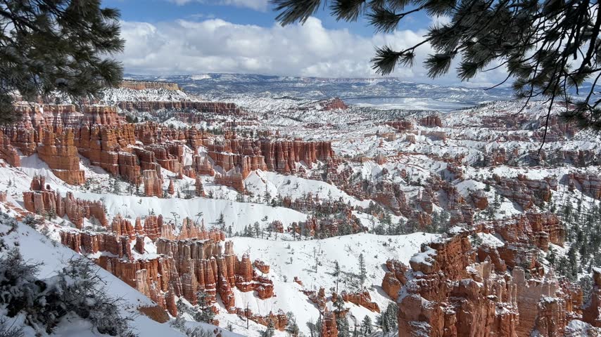 Bryce canyon national park winter landscape with snow