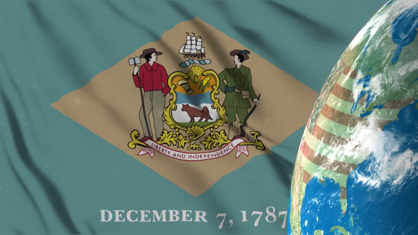 Delaware Flag With Earth Globe