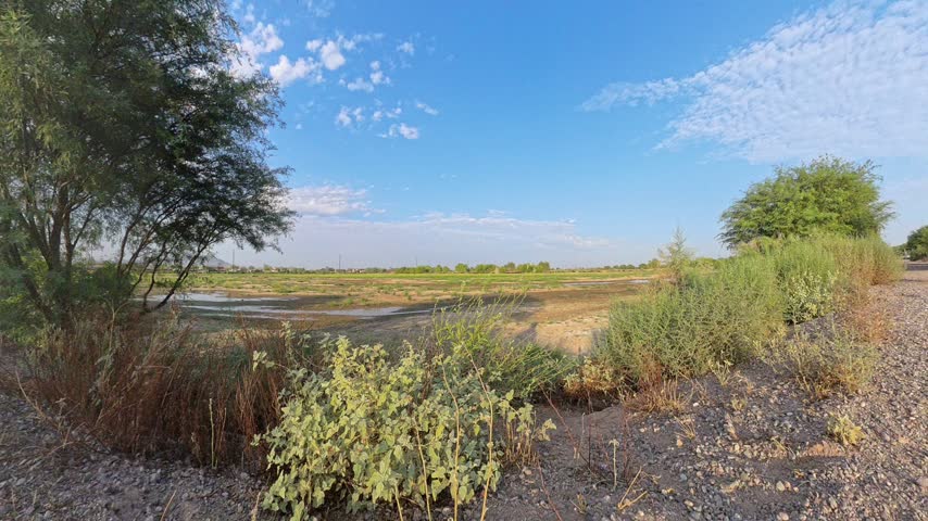 Gravel Trail beside Desert Wetland Basin