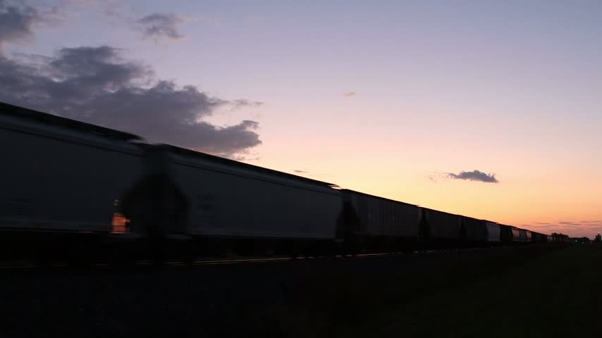 BNSF Freight Train Heads Into the Sunset near Murdock, Minnesota