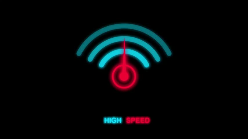 An animated high speed wifi signal icon isolated on a transparent background, suitable for network connectivity and internet technology projects.