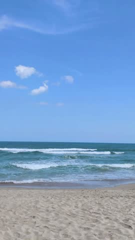 summer beach landscape with sandy shore and ocean waves