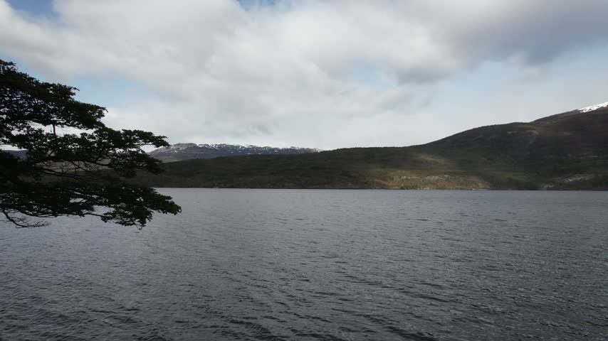 Aerial view of a bay in Tierra del Fuego National Park Argentina