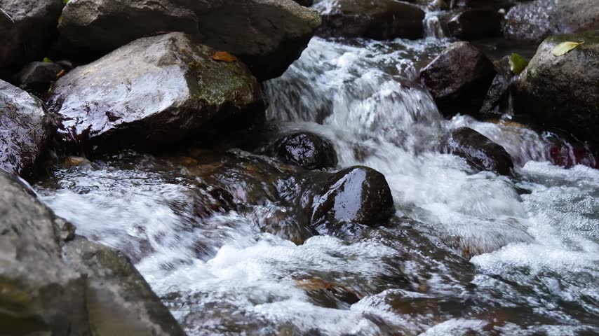 Water flowing over the rocks