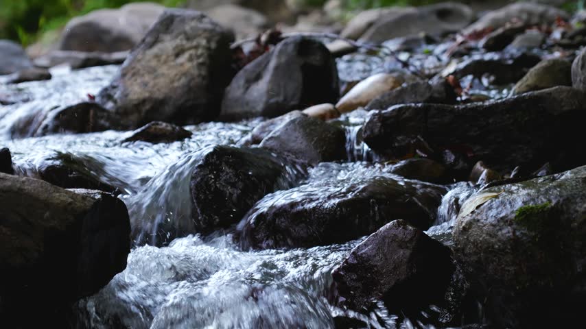 Water flowing over the rocks