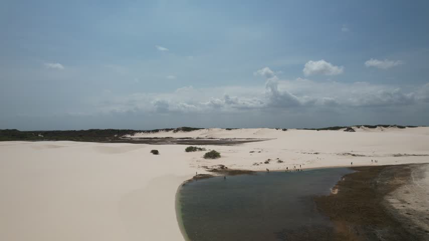 Freshwater lagoon among white sand dunes in Lencois Maranhenses