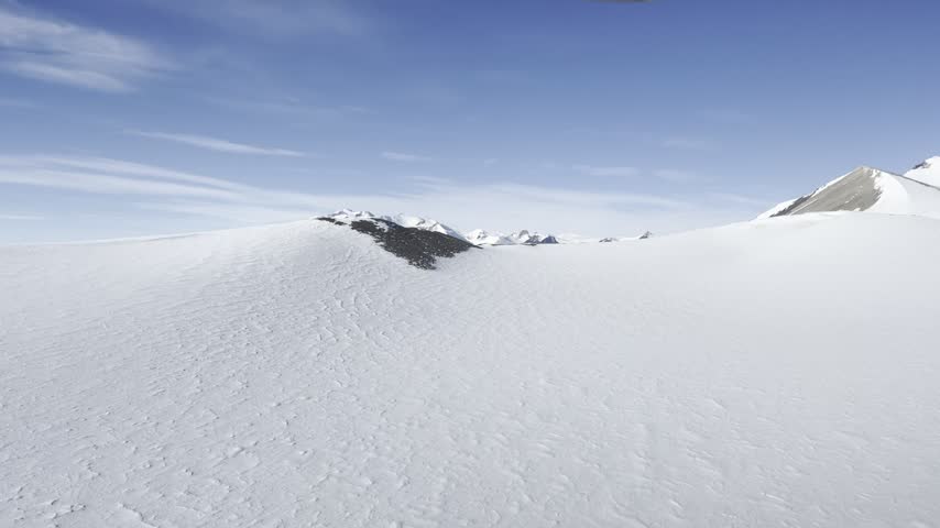 Aerial flyover of the Royal Society Mountains, Antarctica. 