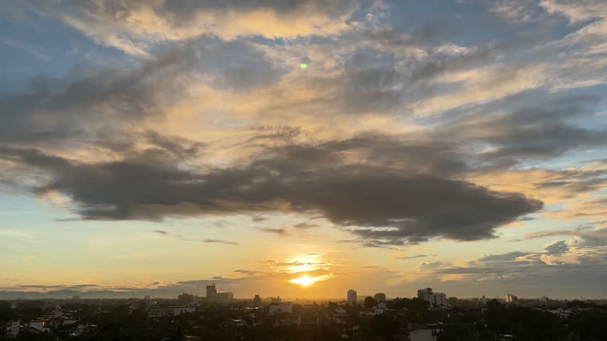 City Skyline at Sunrise with Morning Light
