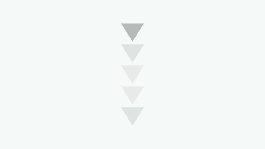 Minimalist Gray Downward Arrow Sequence with Stacked Triangles on a White Background