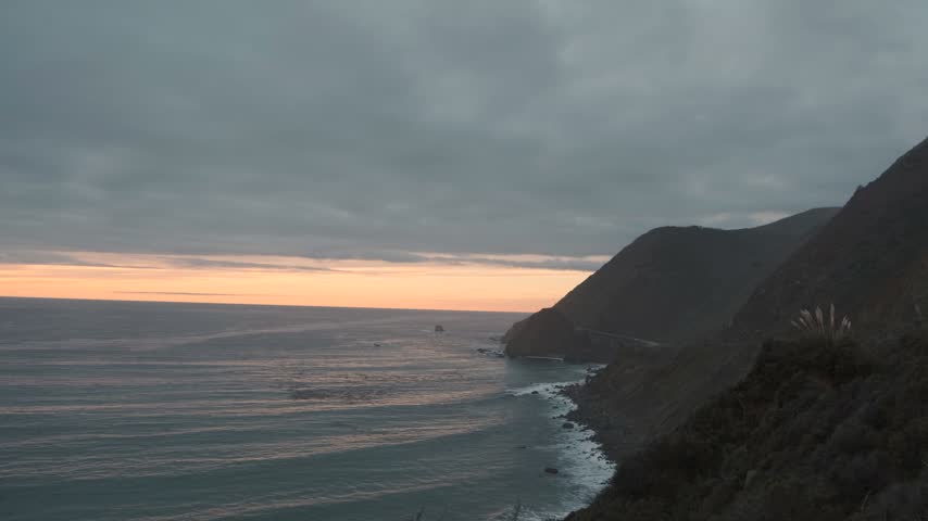Sunset Over Coastal Cliffs Along Highway 1 - Big Sur, California
