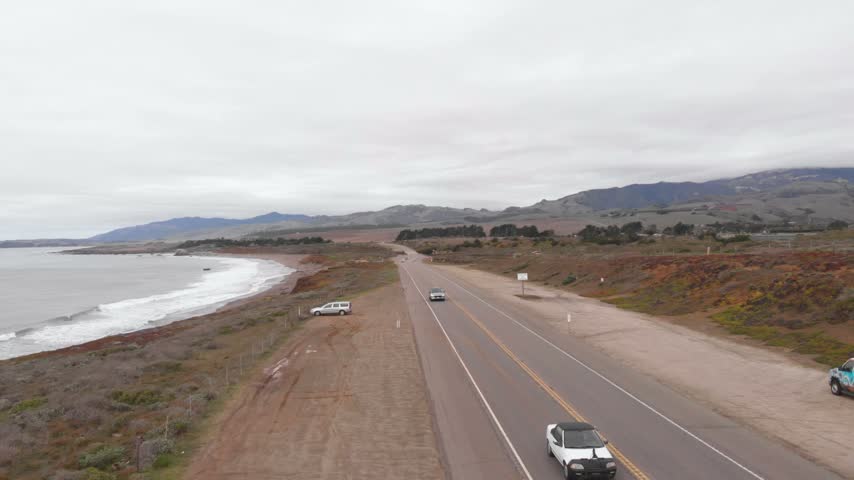 Aerial View of Highway 1 Winding Along Pacific Coastline - Big Sur, California

