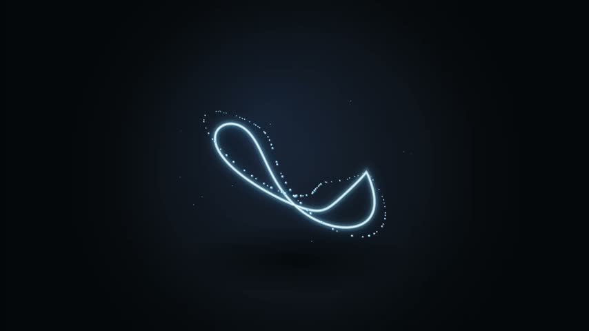 Smooth glowing blue light trail in dark space creating a cheerful smiley face shape with dots.