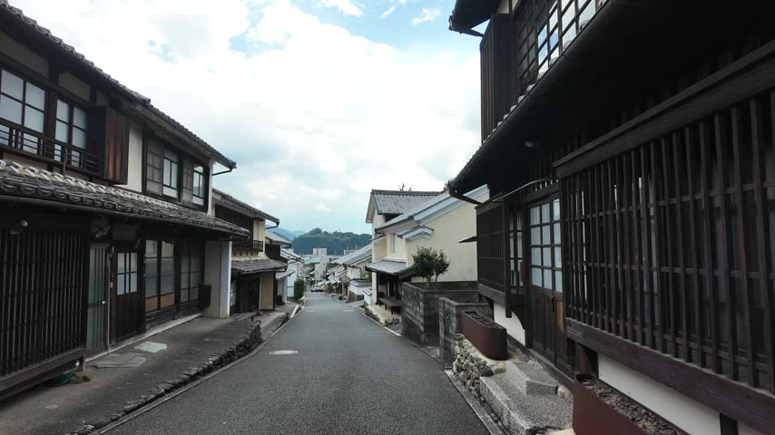 Traditional wooden houses along a historic street in Uchiko, Ehime Prefecture, Japan