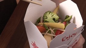 Asian lunch box containing vegetables