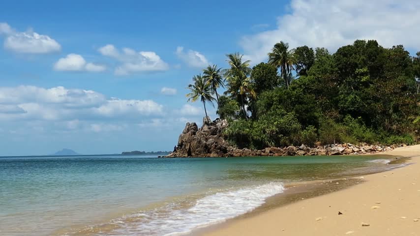Tropical paradise sandy beach at Koh Tao island, Koh Samui, Koh Lanta, Thailand. Beach Holiday in Thailand. Tropical Thai beach on sunny day.