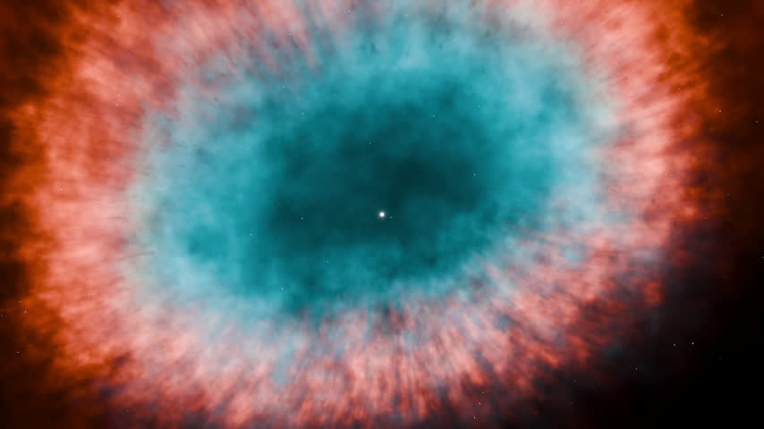 Reverse View and Pullback from a Glowing Helix Nebula. Conceptual 3D animation.