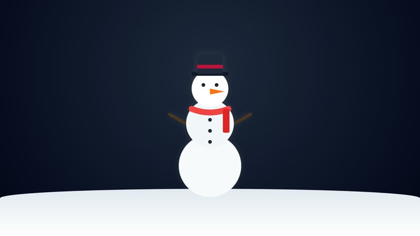 Cute Snowman with Top Hat and Red Scarf Winter Animation